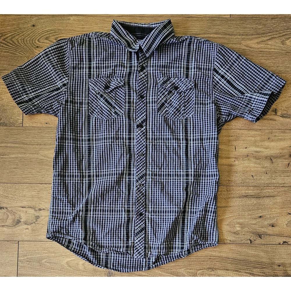 Company 81 Men's Short Sleeve Shirt Black Plaid XXL Button Up